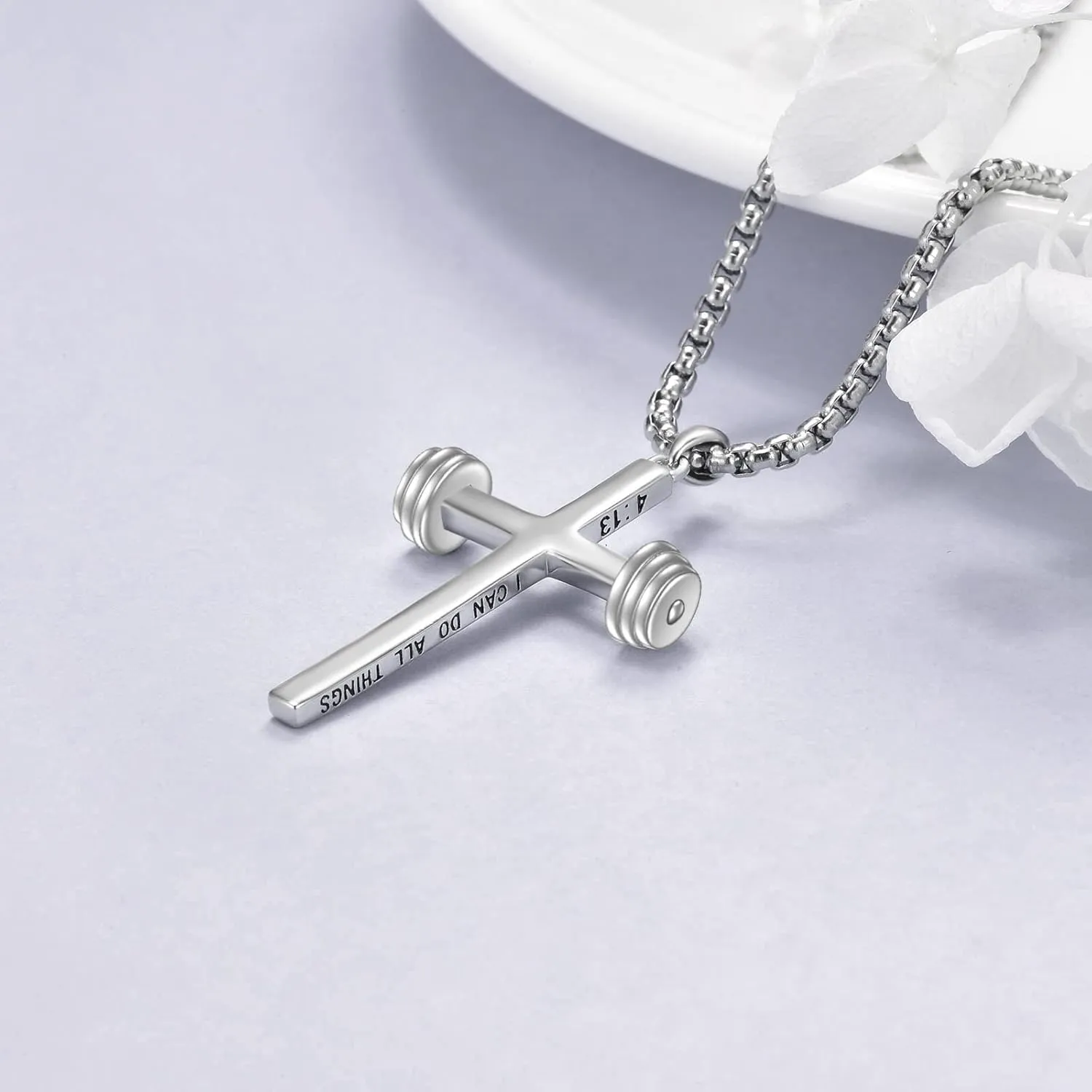 YFN Sport Necklace Sterling Silver Never Give Up I Can Do All Things Pendant Jewelry Sport Gifts for Women Men