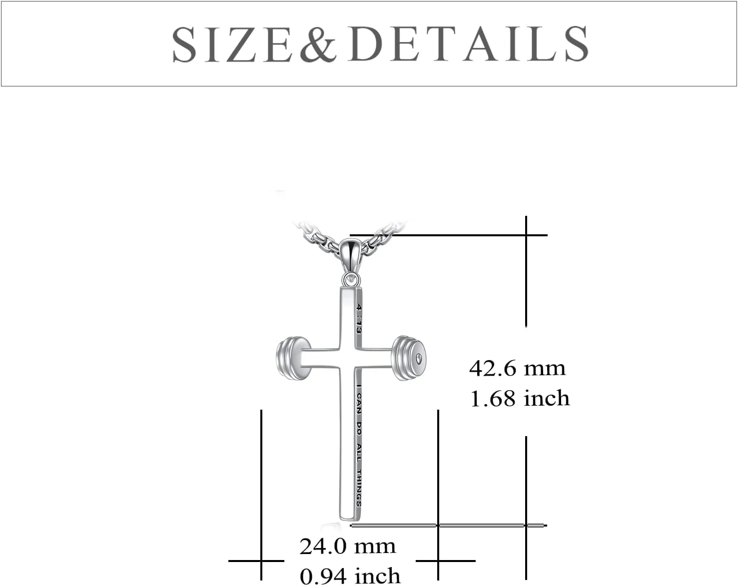 YFN Sport Necklace Sterling Silver Never Give Up I Can Do All Things Pendant Jewelry Sport Gifts for Women Men