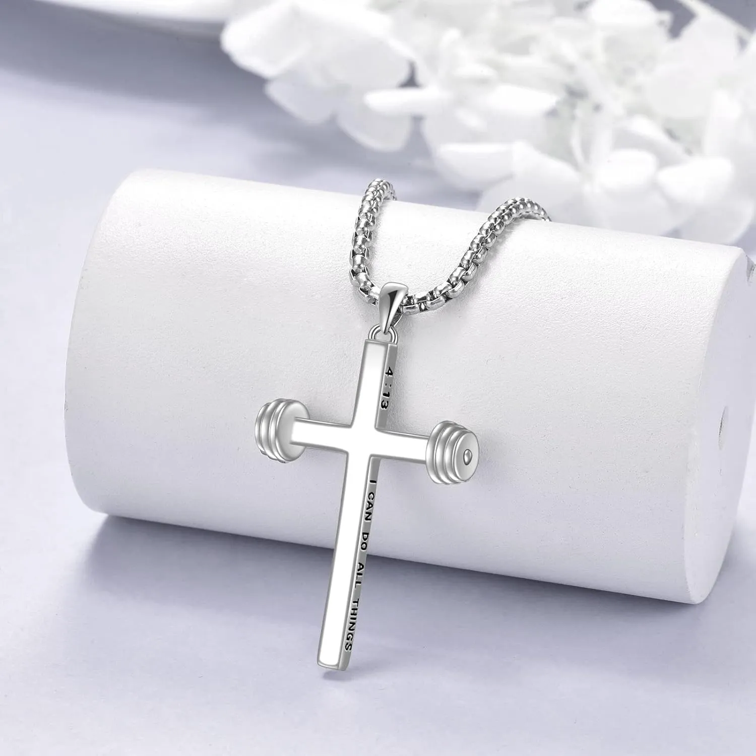 YFN Sport Necklace Sterling Silver Never Give Up I Can Do All Things Pendant Jewelry Sport Gifts for Women Men