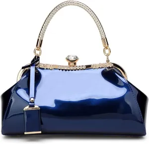 Yohora Women Retro Top Handle Handbag Kiss Lock Shoulder Bag Clutch Purse with Adjustable Strap Evening Crossbody Wallet
