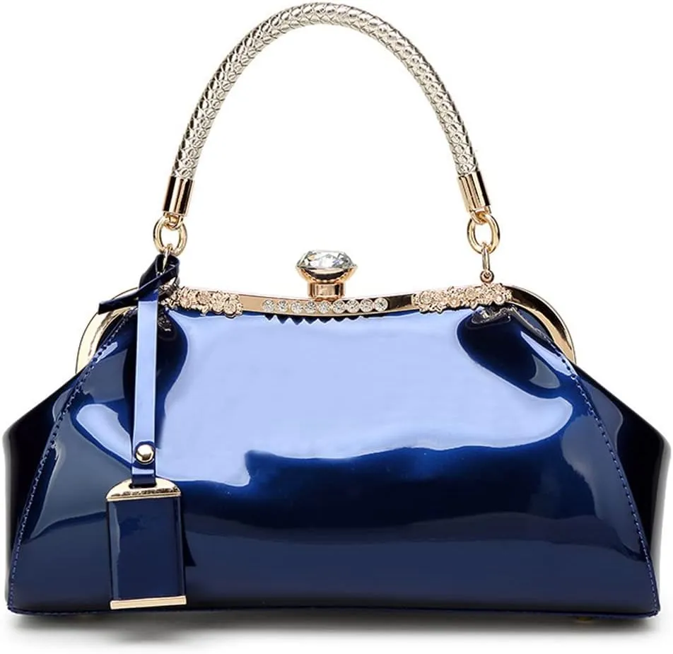Yohora Women Retro Top Handle Handbag Kiss Lock Shoulder Bag Clutch Purse with Adjustable Strap Evening Crossbody Wallet