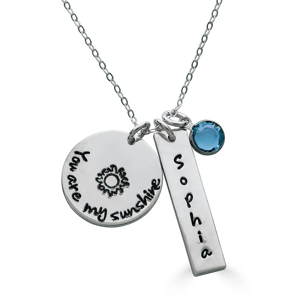You are My Sunshine Sterling Silver Personalized Necklace by Hannah Design