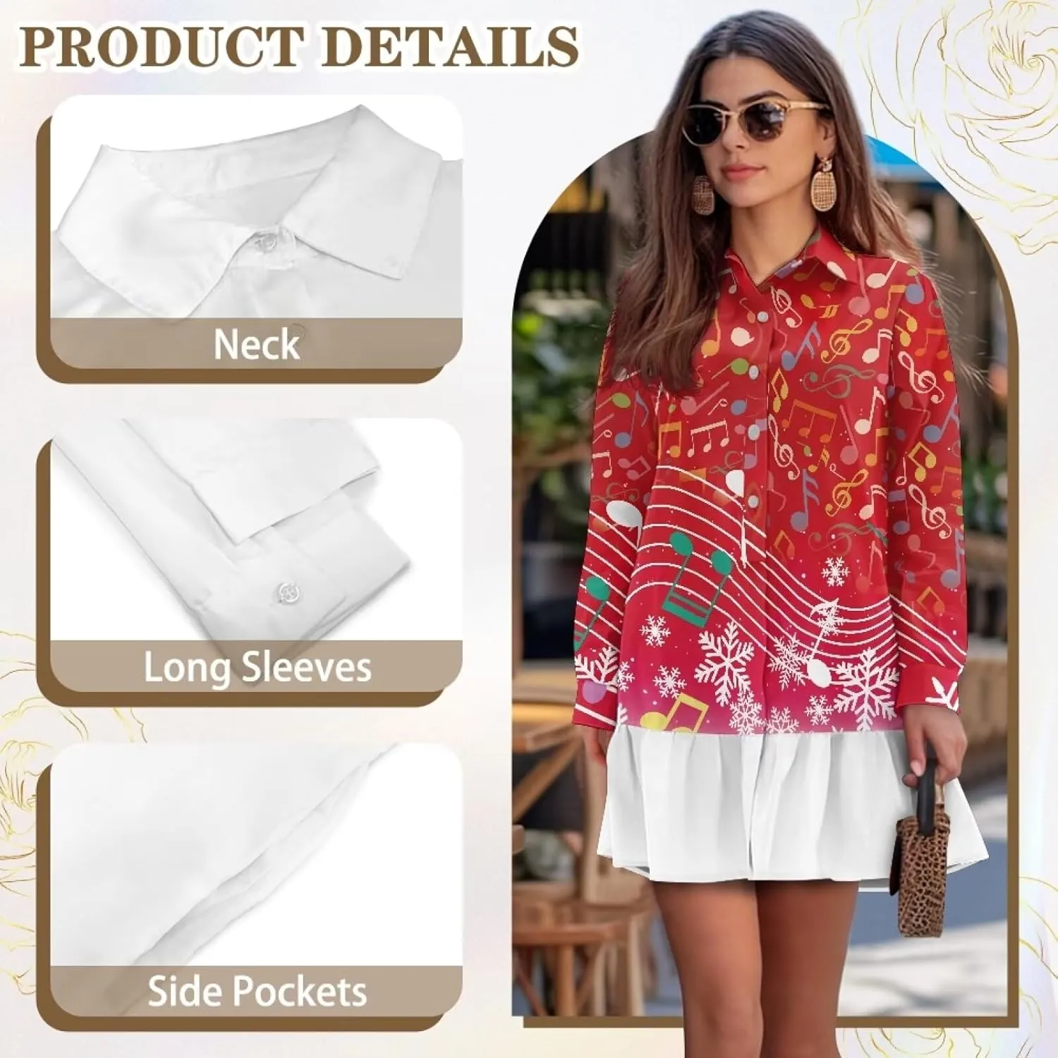 Youngerbaby Shirt Dresses for Woman Long Sleeve Mini Dresses Ruffle Hem Dresses with Pockets S-2XL