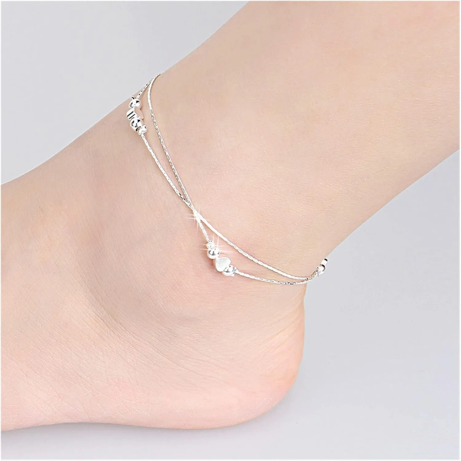 ZZSRJ 925 Sterling Silver Women's Anklet Jewelry Gift (Color : Silver, Size : ONE)